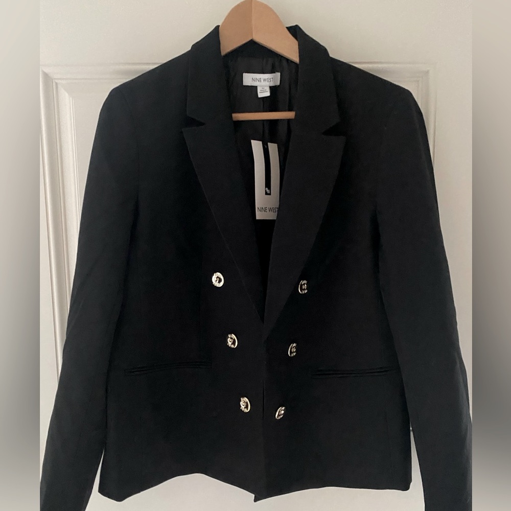 NWT! Nine West open blazer - black jacket, golden tone buttons. Women’s size M - Picture 9 of 13